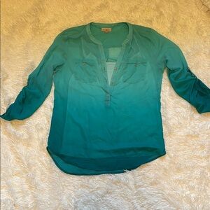 Roz & Ali Turquoise Ombre Blouse